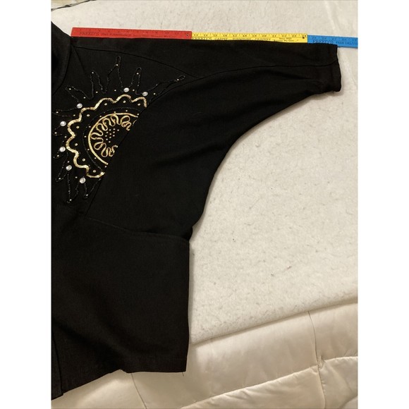 Vtg Pado California Oversize Jeweled Black Denim Jacket Batwing SZ M 90’s - Picture 11 of 15